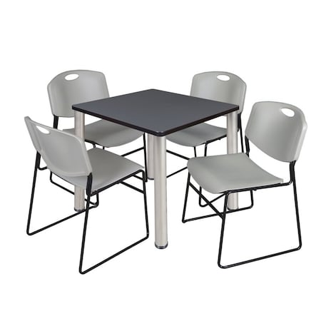 Kee Kee Square Table & Chair Set, Wood, Metal, Polypropylene Top TB3030GYBPCM44GY